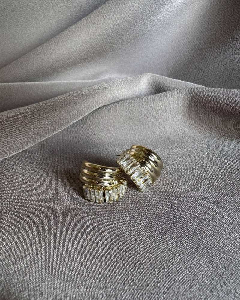 Baget Taşlı Vintage Gold Küpe - SEDU studio