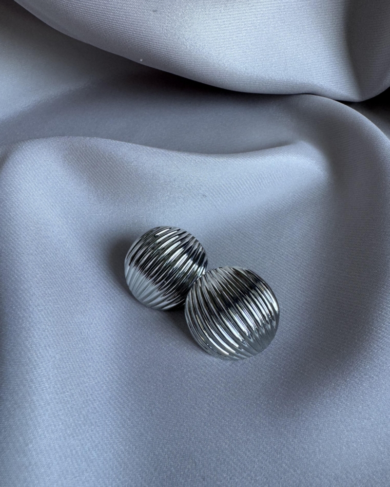 Düğme Silver Küpe - SEDU studio